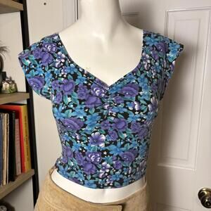 80s Floral Crop Top XS